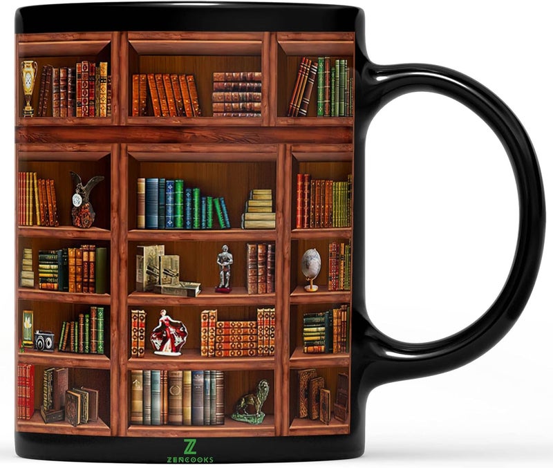 2IMT Book Mug Librarian Gifts for Book Lovers Women - Library Coffee Mug Books Club Gifts for Women - Reading Bookish Items Bookworm Librarian Lovers for Readers Writer Black 11oz | Library Bookshelf, for Readers, Librarian Club Cup, Bookish Items, Bookworm Coffee Mug - Image 1